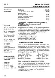 PB 7 Kurse für Kinder Legasthenie (LRS) - VHS Ahrensburg