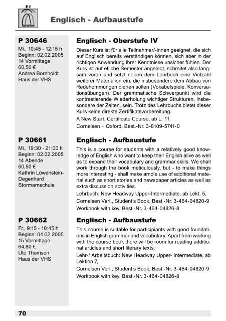Fachbereich Sprachen - VHS Ahrensburg