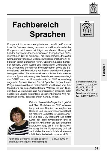 Fachbereich Sprachen - VHS Ahrensburg