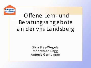 Offene Lern- und Beratungsangebote an der vhs Landsberg