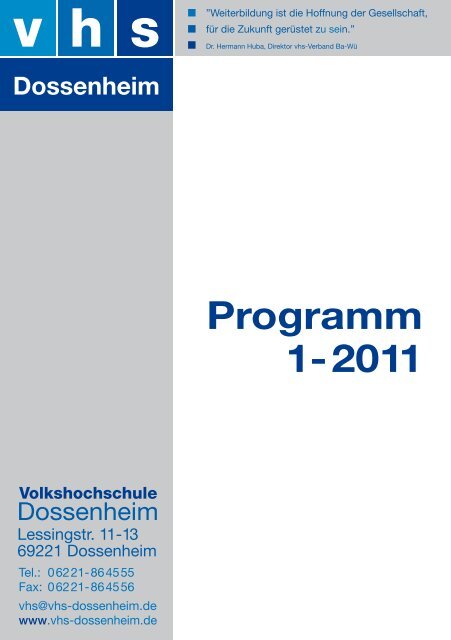 Programm 1-2011 - vhs Dossenheim