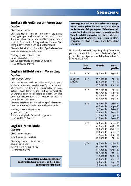 Programm 1-2011 - vhs Dossenheim