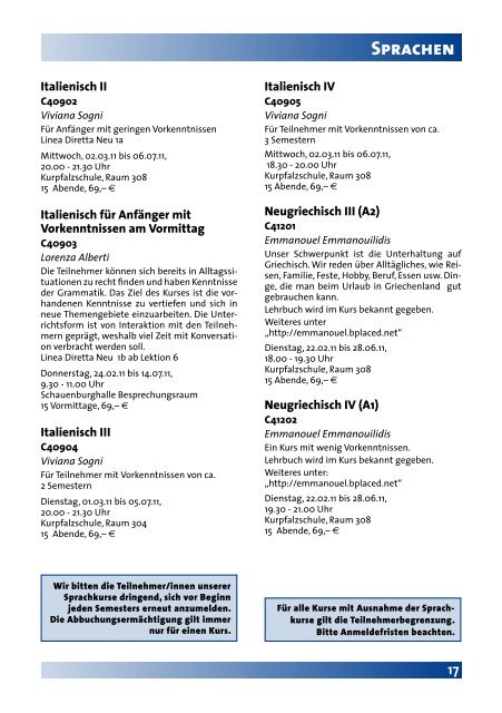 Programm 1-2011 - vhs Dossenheim