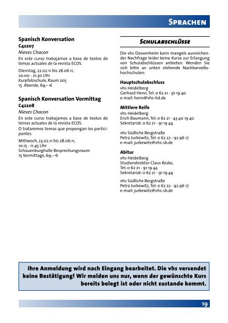 Programm 1-2011 - vhs Dossenheim