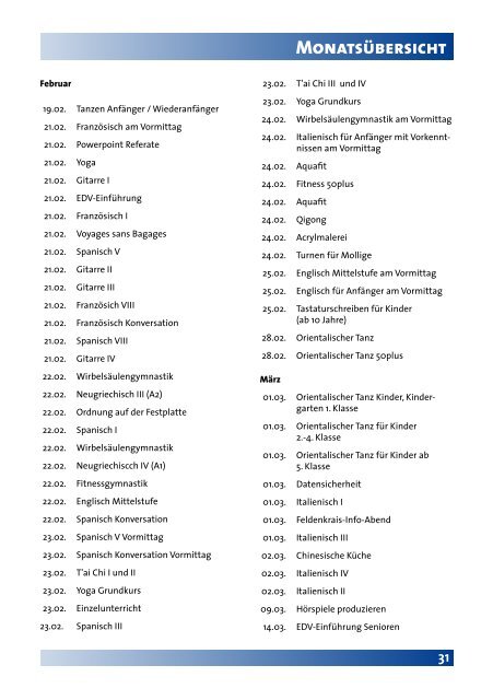 Programm 1-2011 - vhs Dossenheim