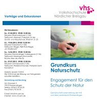 Grundkurs Naturschutz - Volkshochschule NÃ¶rdlicher Breisgau