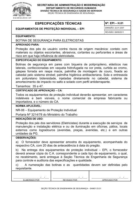 epi-h.01 - botina segurança para eletricistas - Portal do Servidor