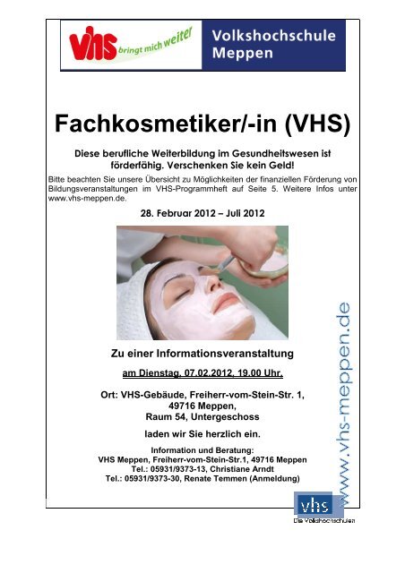 Fachkosmetiker - Volkshochschule Meppen