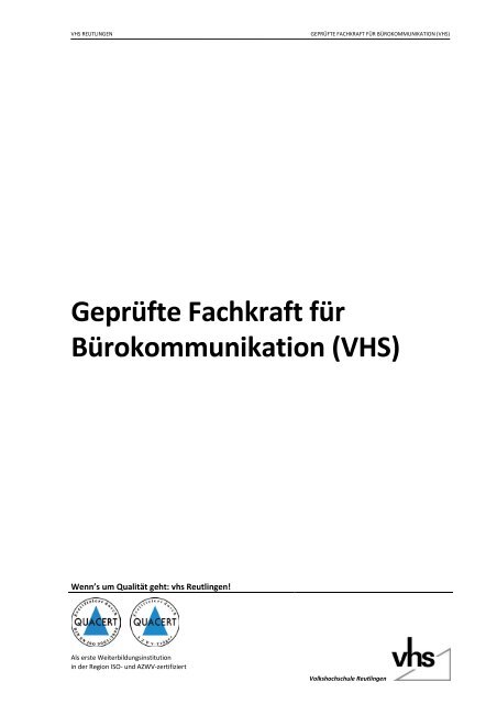 Geprüfte Fachkraft für Bürokommunikation (VHS) - Volkshochschule ...