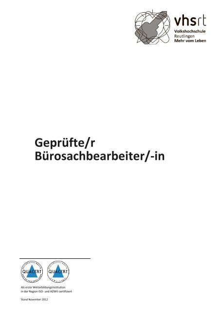 Geprüfte/r Bürosachbearbeiter/-in (PDF) - Volkshochschule ...