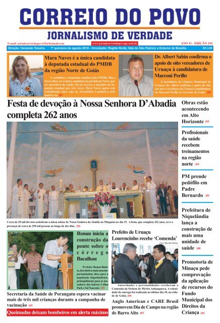 1ª de agosto de agosto 2010 - Jornal Correio do Povo Goiás