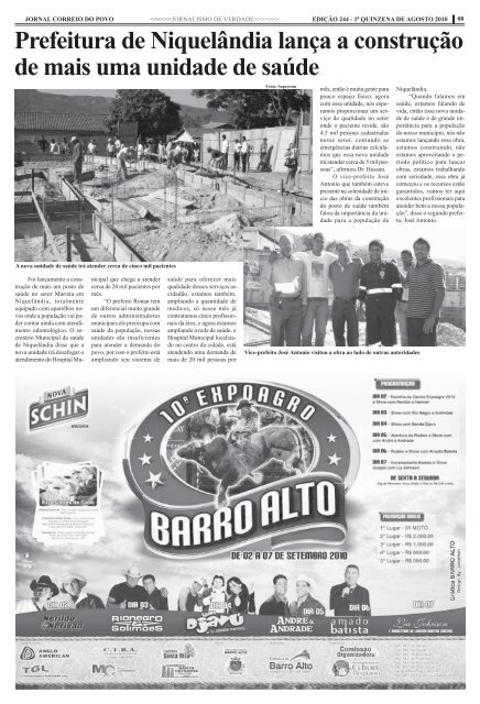 1ª de agosto de agosto 2010 - Jornal Correio do Povo Goiás