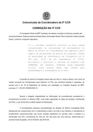 Comunicado da Coordenadora da 5ª CCR CORREIÇÃO NA 5ª CCR