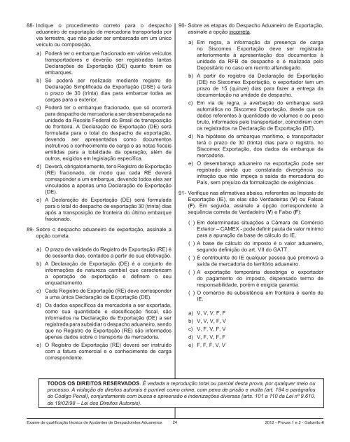 Prova Gabarito 4 - Esaf - Ministério da Fazenda