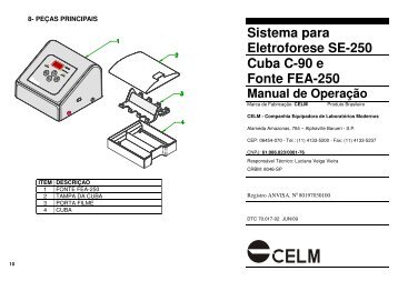 Sistema para Eletroforese SE-250 Cuba C-90 e Fonte FEA-250