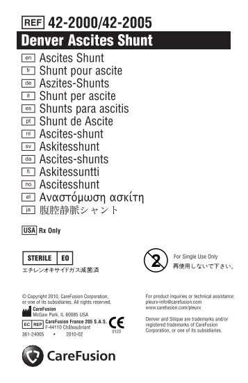 Denver Ascites Shunt 42-2000/42-2005 2 - CareFusion