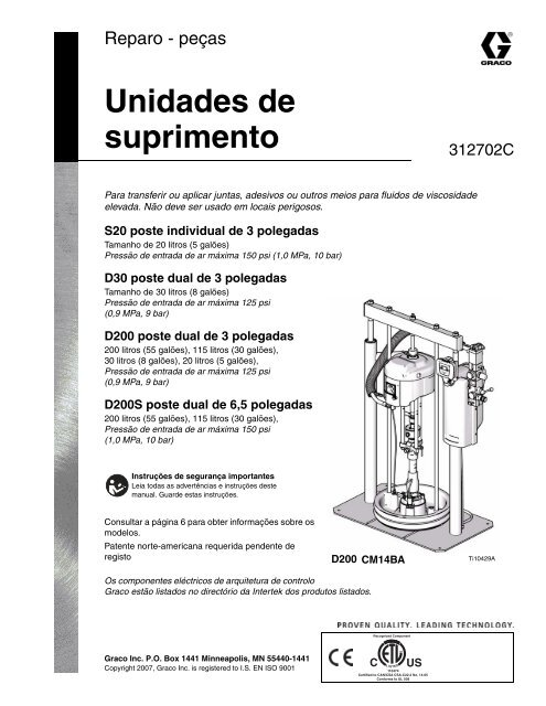 Unidades de suprimento - Graco Inc.