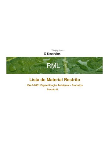 Especificação Ambiental - Produtos - Rev. 9