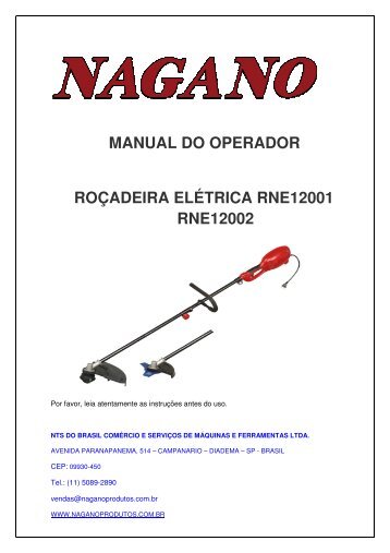 manual do operador roçadeira elétrica rne12001 rne12002