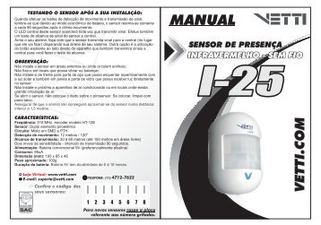 Manual Sensor de presença sem fio I-25 - Vetti