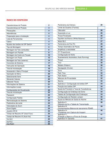 manual do speed dome página 1 índice do conteúdo - Seykon