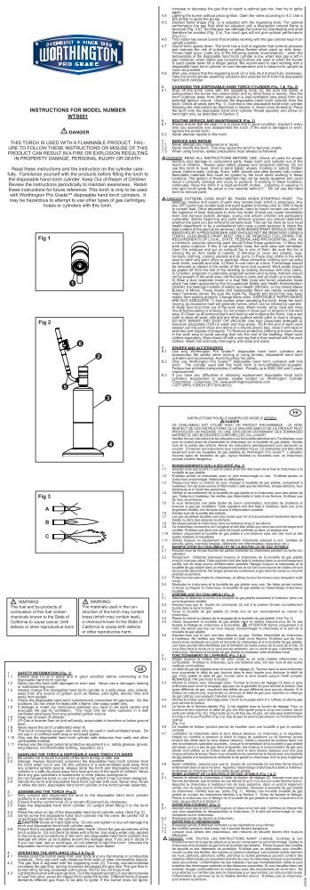 INSTRUCTIONS FOR MODEL NUMBER WTS601 Fig 1 1 Fig 2 2 6 3 ...