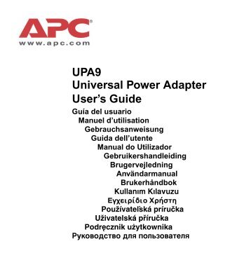 UPA9 Universal Power Adapter User's Guide - APC Media