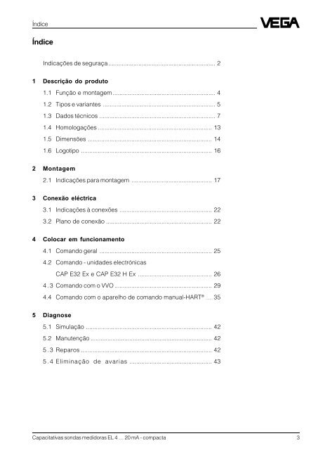 Capacitativas sondas medidoras EL 4 … 20 mA - compacta - Vega