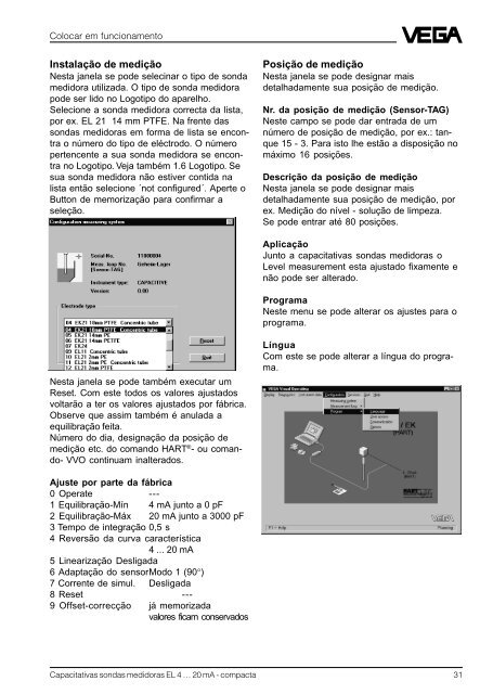 Capacitativas sondas medidoras EL 4 … 20 mA - compacta - Vega