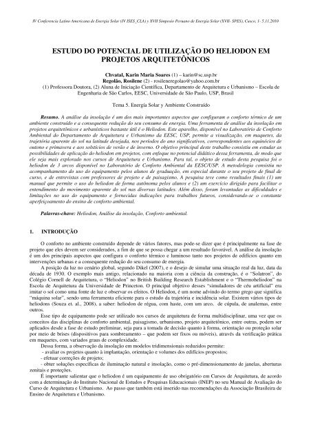 estudo do potencial de utilização do heliodon em projetos ...
