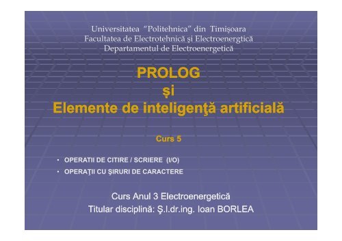 Exemplu - Facultatea de Electrotehnică şi Electroenergetică