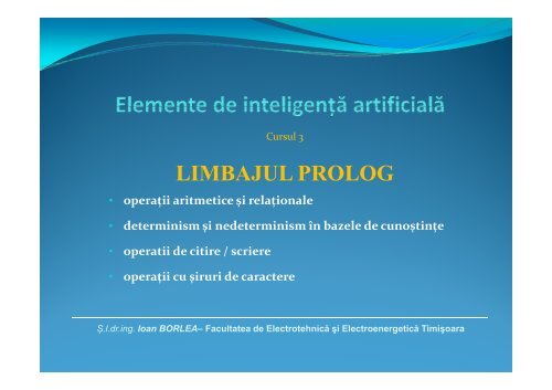 limbajul prolog - Facultatea de Electrotehnică şi Electroenergetică