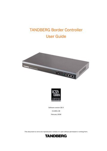 Cisco (Tandberg) Border Controller User Manual - Videoconferencia