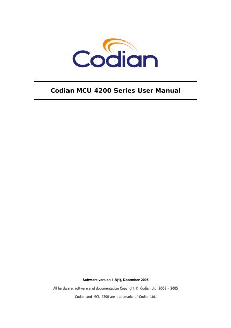 Codian MCU 4200  User Guide - Vidofon