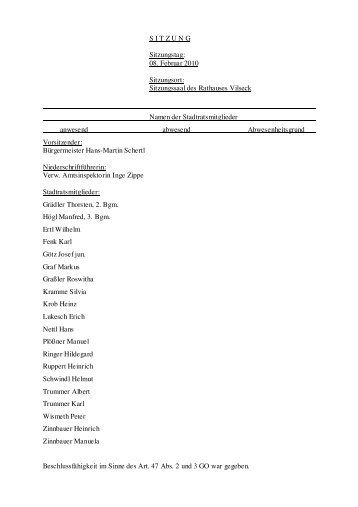 Protokoll zur Sitzung des Stadtrats vom 08.02.2010 - bei der Stadt ...