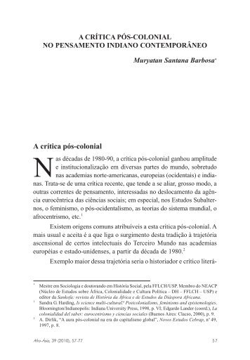 A crítica pós-colonial no pensamento indiano ... - Revista Afro-Ásia