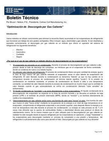 Boletín Técnico - Colmac Coil Manufacturing, Inc.