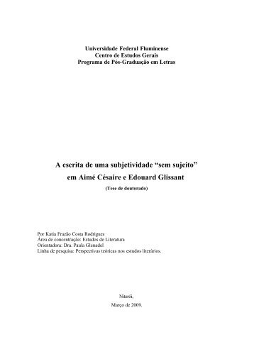 “sem sujeito” em Aimé Césaire e Edouard Glissant - UFF