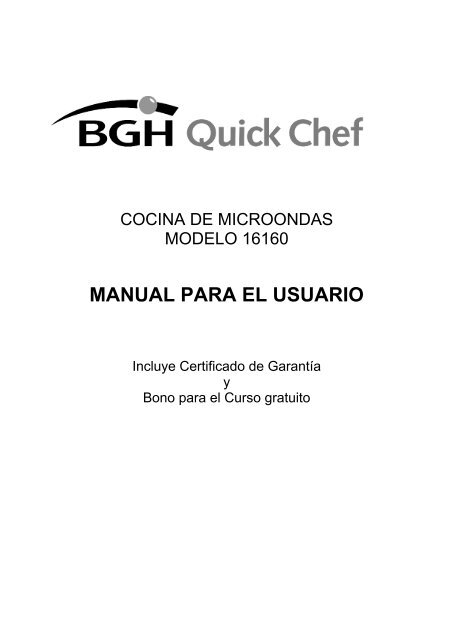 MANUAL PARA EL USUARIO - BGH Quickchef