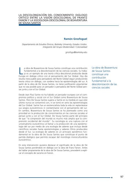 La descolonización del conocimiento - Boaventura de Sousa Santos