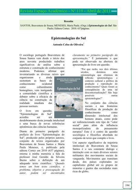 Epistemologias do Sul - Boaventura de Sousa Santos