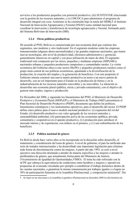 apoyo al sector agropecuario y de producción, 2010-14 bolivia