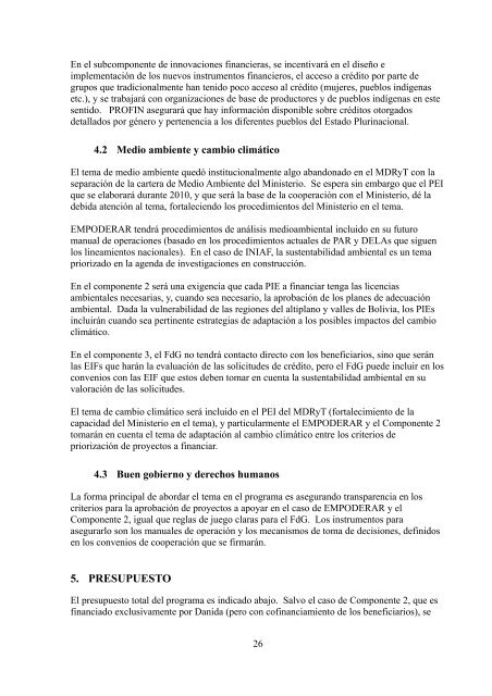 apoyo al sector agropecuario y de producción, 2010-14 bolivia