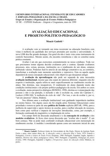 avaliação institucional, avaliação da escola - Instituto Paulo Freire