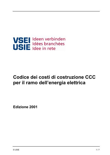 Codice dei costi di costruzione CCC per il ramo dell'energia ... - VSEI