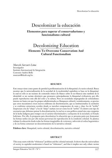 Descolonizar la educación Decolonizing Education - Revistas ...