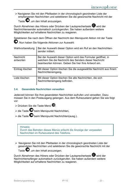 Bedienungsanleitung IP110