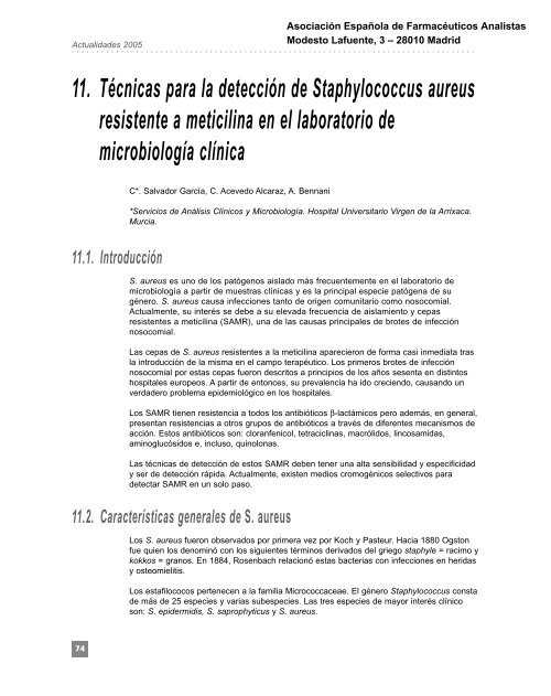 11. Técnicas para la detección de Staphylococcus aureus ... - PNCQ