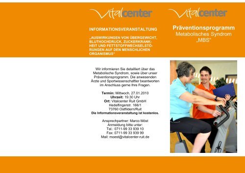 AOK Flyer MBS - Vitalcenter Ruit