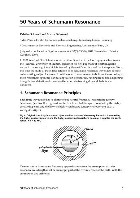 50 Years of Schumann Resonance